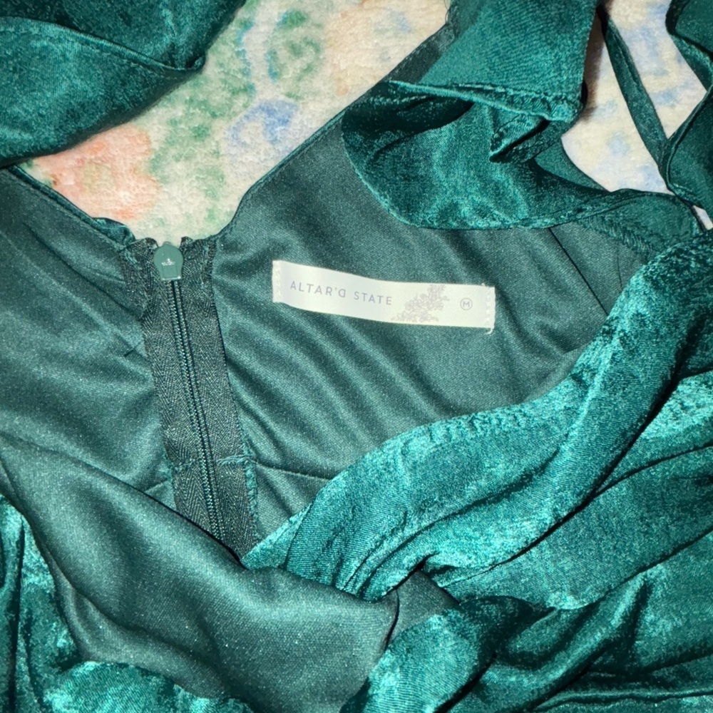 Altar'd State dark green Satin Dress - Picture 2 of 3